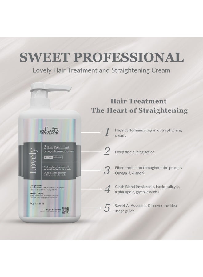 Sweet Professional Lovely Hair Treatment Straightening Cream 980g – Professional Keratin Smoothing Treatment, Formaldehyde-Free, Long-Lasting Frizz Control & Shine - Image 2